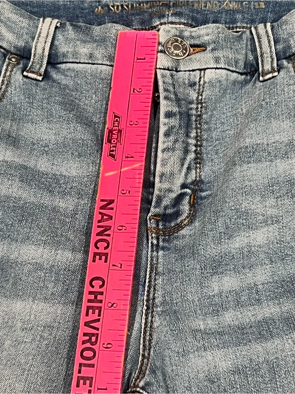 Chicos Light wash distressed jeans with rhinestones and studs size 1R